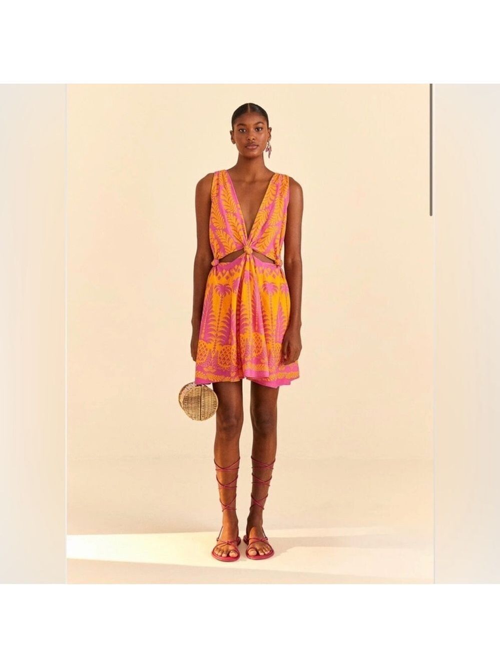 Farm Rio Orange Pineapple Love Mini Dress